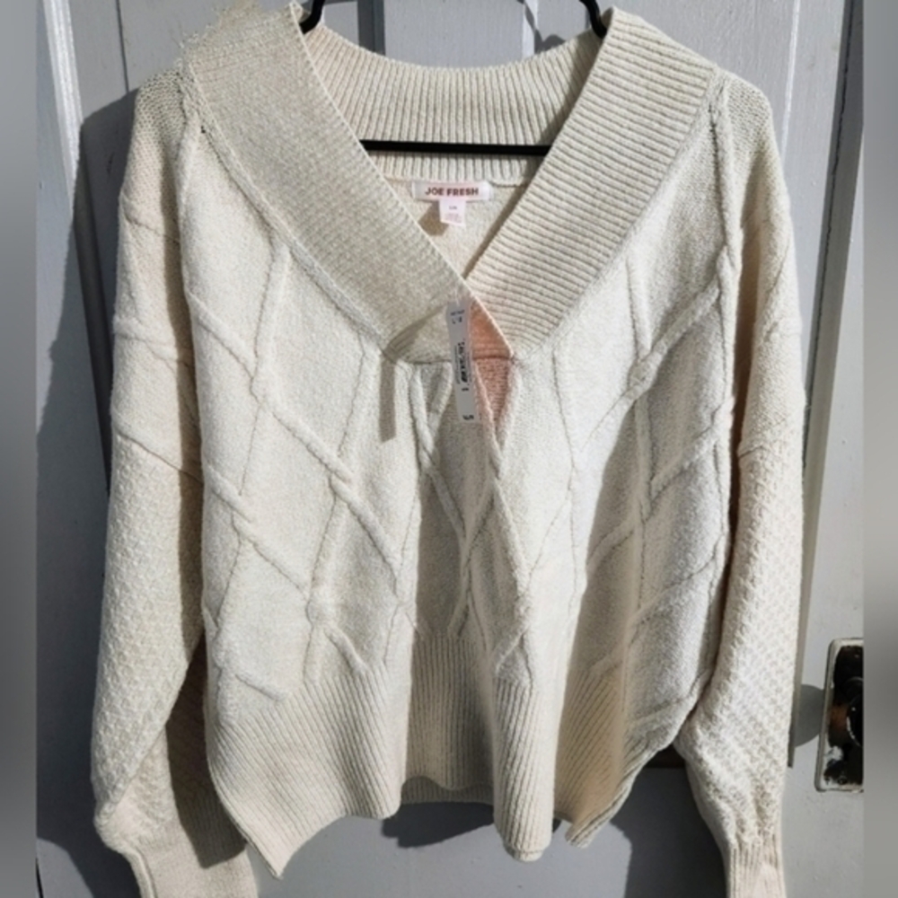 Joe Fresh Cable Knit Sweater Off White NWT